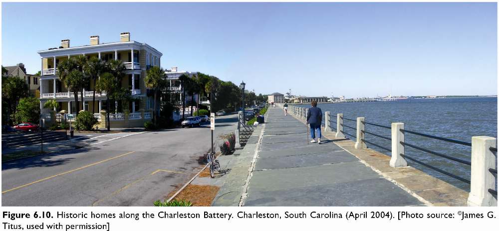 Figure 6.10. Historic homes along the Charleston Battery. Charleston, South Carolina (April 2004). [Photo source: ©James G. Titus, used with permission]