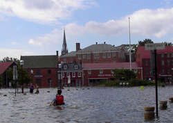 Flooding in downtown Annapolis the day after Hurricane Isabel. [Photo source: ©James G. Titus, used with permission]